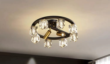 All Copper Luxury Crystal Ceiling Flush Chandelier